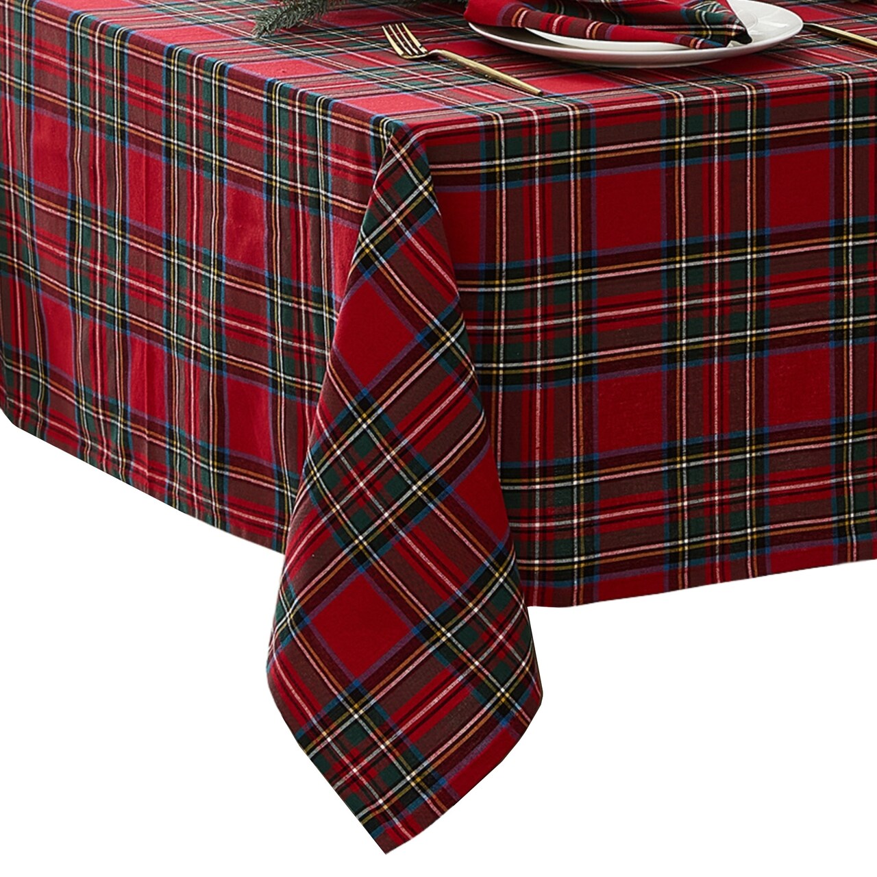 Threadmade Home Stowe Tartan Holiday Plaid Rectangle Tablecloth, Red - 60"W x 102"L